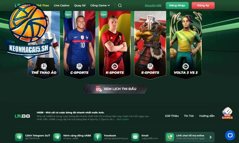 Hệ thống cung cấp nhiều trận đấu đến từ các bộ môn khác nhau